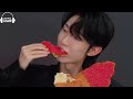 ASMR PINK BLUE COLOR FOOD PARTY Ice cream Desserts Honey Jelly Fruits Candy MUKBANG EATING SOUNDS