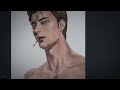 ✍🏻 DRAWING PROCESS, SPEEDPAINT, DIGITAL ART, SATISFIED , MAN with TATTOO, ASMR [Clip Studio Paint]