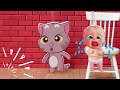 Angela be patient! Naughty BANANA CAT Talking Tom vs Obedient HamHam  | Hamster Cartoon