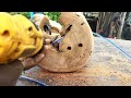 Making a Red Cedar Root Stump Wood lamp.