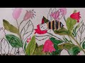 Joyful blooms 🌸 speed painting flowers & bees #sketching #painting #speedpaint
