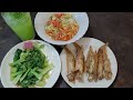 Fried fish and pak choy cucumber drink ចៀនត្រីឆាស្ពៃតឿទឹកត្រសក់អស់តែ7500រៀល