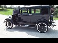 1929 Ford Model A Fordor, cold start, walk around, lights, horn, engine.