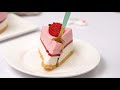 Beautiful Korean Strawberry Cheesecake - No Oven/ No Egg Recipe - How To Make a DIY Yummy Dessert