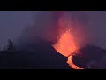 La Palma volcano eruption 30 Sep 2021 - lava fountains and lava flows from close