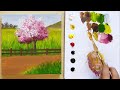 How to paint a Spring landscape step by step? 🌸