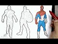 Superheroes Coloring and Drawing  |  Avengers Superman, Captain America, Ironman how to draw easy