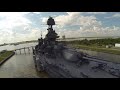 Battleship Texas and San Jacinto Monument from above