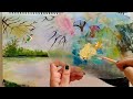 How to paint Cherry blossom | Acrylic painting tutorial | Easy landscape for beginners