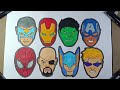 DRAWING SUPERHERO Superheroes Faces spider-man hulk ironman #avengers #spiderman