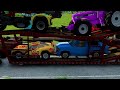 Double Flatbed Trailer Truck vs Speedbumps Train vs Cars | Tractor vs Train Beamng.Drive 087