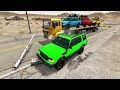 Flatbed Trailer Mercedes Offroad Cars Transportation with Truck - Pothole vs Car #30 - BeamNG.Drive