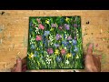 Acrylic Painting Wildflowers in the field/ Palette knife painting