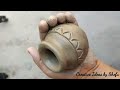 How to make designer clay pot without wheel||hand made clay pot