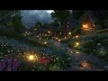 Hobbit Village Ambience🌙Night Time In The Shire, Nature Sounds,  Crickets, Frogs & White Noise