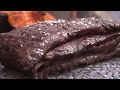 Giant meat rag smoked and grilled in the forest! Fire Kitchen ASMR 🔥🔥🔥