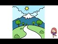 Drawing A Nice Landscape Painting Guide Step-By-Step Tutorial For Kids