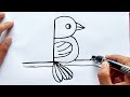 How to Draw a Bird from Letter B | Easy Step by Step | Bird Easy Drawing for Beginners
