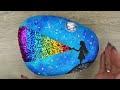 Girl Looking for Rainbow｜Satisfying Easy Stone Acrylic Painting
