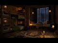 Cozy Cabin Ambience with Gentle Night Rain and Crackling Fireplace Sounds | 8 Hours