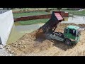 Ep2, Update project! Process delete water to build foundation Use stone working by Dozer dump trucks