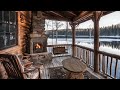 Cozy Winter Patio ✨ Fire Crackling Sounds 🔥 Relaxing Winter Ambience ❄️