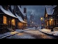 Soft Sleep Jazz in Winter Ambience - Relaxing Jazz Piano Instrumental with Nightly Snow on Street