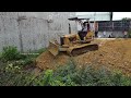 Start a new project!! Filling Land by Bulldozer KOMAT'SU D20P pushing soil with 5ton Trucks