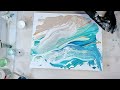 Aqua Beach RIBBON SWIPE - Using up Leftovers - Acrylic Pouring