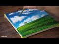 Blue sky and grassland landscape ｜ Acrylic painting ｜ Healing art ｜ ASMR | StayHome # 250 
