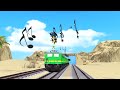 踏切に立ってはいけません【電車】あぶない電車 空中 6 TRAIN RAINBOW COLORS vs Nick And Tani Railroad Crossing Animation #train