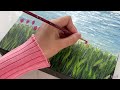 Aesthetic Tulips by the Sparkling Sea /  Acrylic Painting for Beginners Step by Step