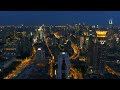 Shanghai city of light 4k Drone video