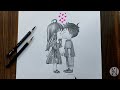 how to draw a couple drawing||girl and boy drawing with pencil