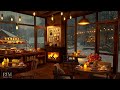 Smooth Jazz Background Music with Crackling Fireplace in Cozy Coffee Shop Ambience for Relax, Study