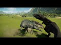 100 x INDOMINUS REX vs 100 x TYRANNOSAURUS REX DINOSAUR BATTLE - Jurassic World Evolution 2