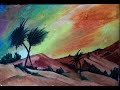 Oil pastel colour painting secnery