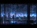 Beautiful lonely girl in a city lit with rain Lofi music relax