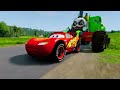 Big & Small:McQueen and Mater VS GINA Traine Mega ZOMBIE and KING slime cars in BeamNG.drive