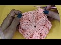 Crochet Flower 🌸Hexagon For Blankets and Bedcovers @sara1111 👉step by step Tutorial Beginner