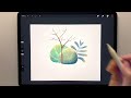How to paint cute plants in watercolor style | Procreate Tutorial | Procreate Default Brushes