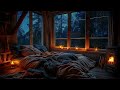 Soothing Rainfall in a Warm Bedroom - Relaxing Fireplace Sounds for a Peaceful Night