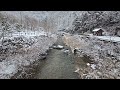 The sound of cold valley water flowing gently in the white snow, the sound of nature ASMR