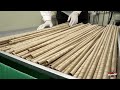 Process of making Sliced Wood Disposable Plate and Straw. Korean Wood Factory