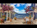 Seaside Outdoor Coffee Shop with Bossa Nova & Ocean Waves, Chirping Birds
