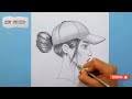 How to draw a girl wearing a hat step by step||Easy Drawing ideas for beginners | Girl Drawing