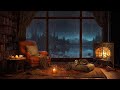 Cozy Reading Ambience By The Lake - Soft Jazz in Room with Rain, Fireplace to Relax & Reduce Stress