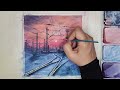 Lines to cross | Sunset watercolor painting | How to paint railway tracks tutorial |