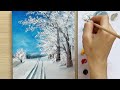 How to paint winter landscape step by step? ❄️