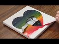 Simple Heart Acrylic Painting on Canvas Step by Step #688｜Satisfying Art ASMR